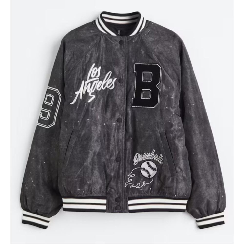 H&M: Embroidered Baseball Jacket Nwot